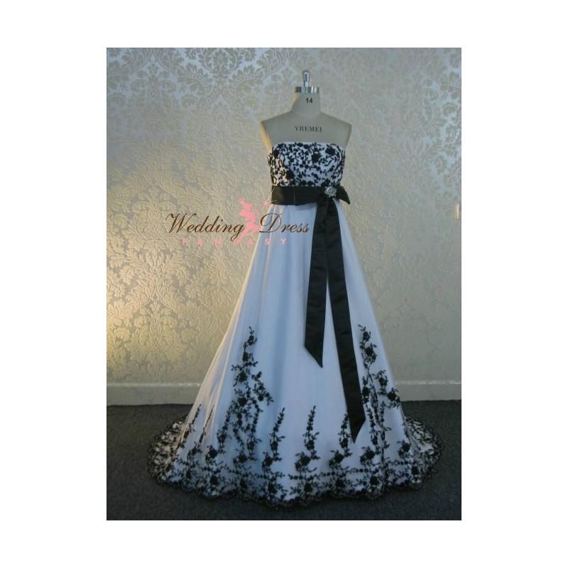 Wedding - Stunning Black and White Bridal Gown Custom Made to your Measurements - Hand-made Beautiful Dresses
