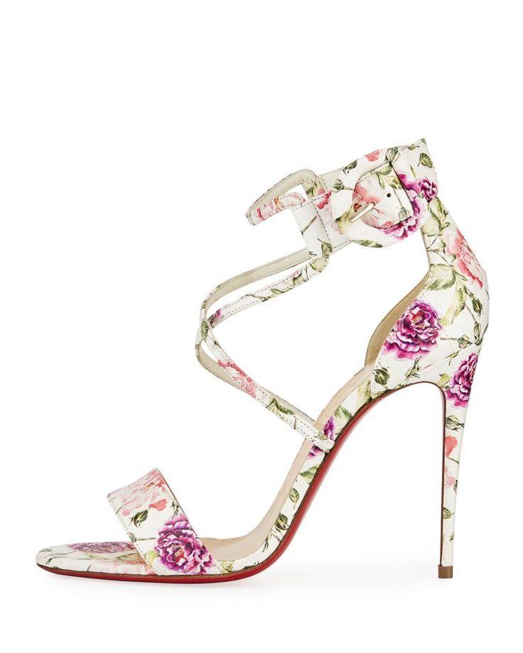 Mariage - Christian Louboutin Choca Floral Snake Red Sole Sandal