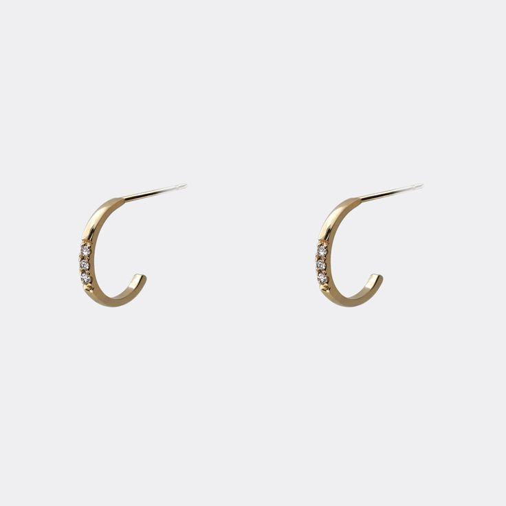 زفاف - Circle Hoop Diamond Stud Earrings - Tiny 10mm Open Hoop - Small Huggie Hoops - Gifts For Her - Simple Minimalist Everyday Jewelry LITTIONARY