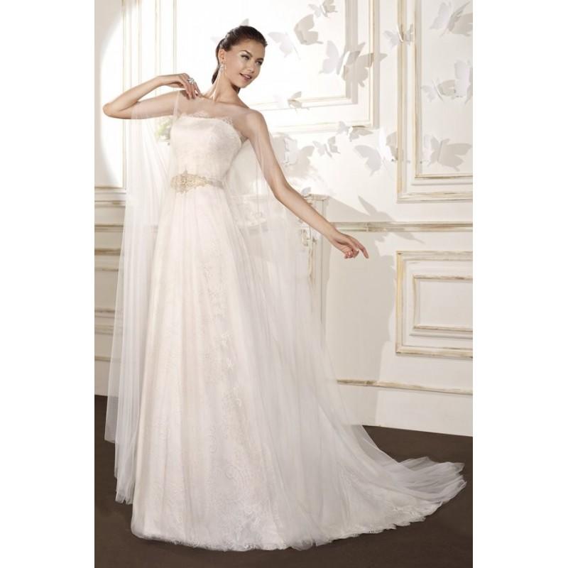 Mariage - Style B8008 by Villais Collection from Karelina Sposa - Strapless Floor length A-line Sleeveless LaceTulle Chapel Length Dress - 2018 Unique Wedding Shop