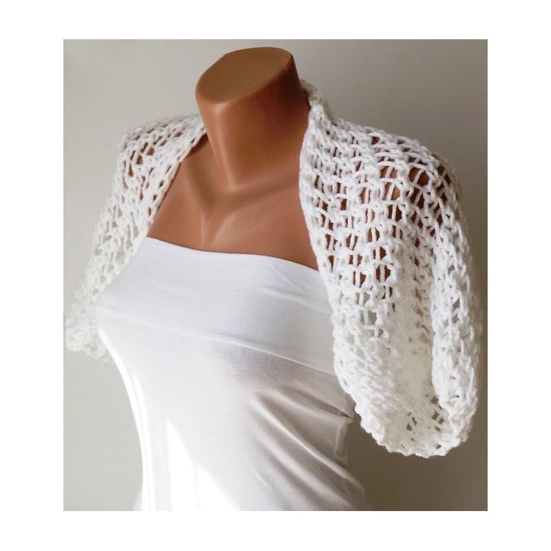 Свадьба - SALE P Bridal Shrugs, Knit White Wedding, Boleros - Hand-made Beautiful Dresses
