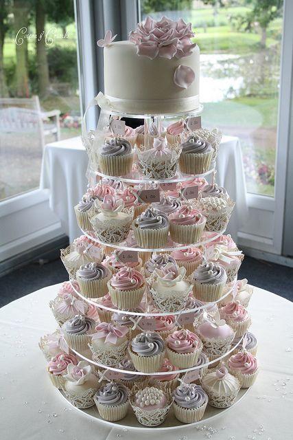 زفاف - Lilac And Pink Cupcake Tower