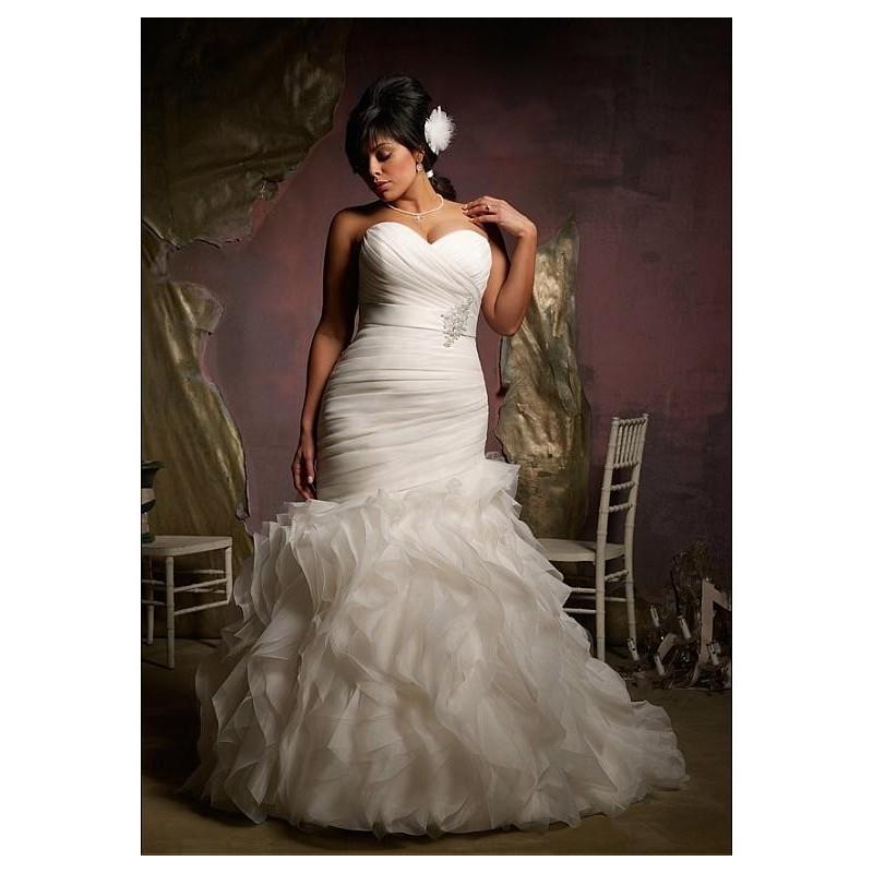 Mariage - Graceful Organza Satin & Satin Sweetheart Neckline Natural Waistline Mermaid Plus Size Wedding Dress - overpinks.com