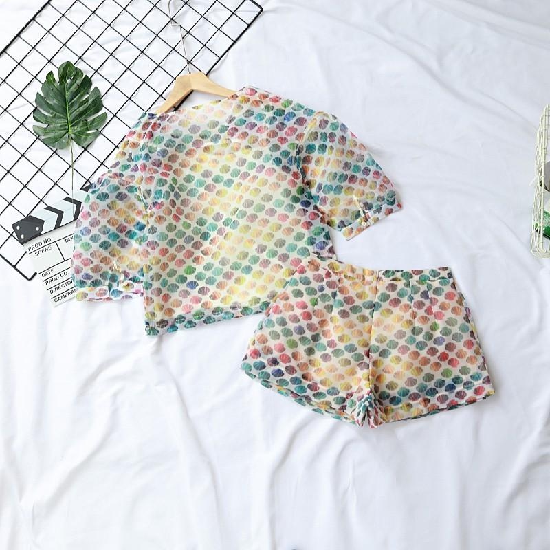 زفاف - Vogue Printed Shell Outfit Three Piece Suit Strappy Top Short Top - Discount Fashion in beenono