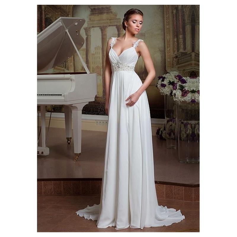 Mariage - Elegant Chiffon Spaghetti Straps Neckline Sheath Wedding Dresses - overpinks.com