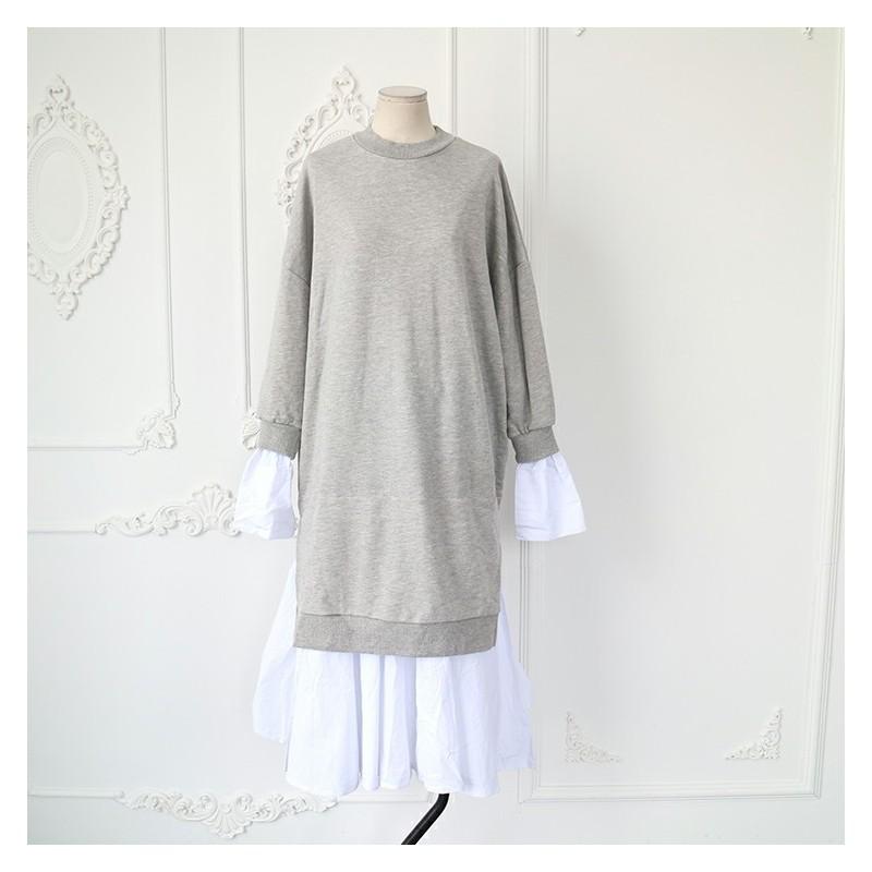 Hochzeit - Oversized Split Front Scoop Neck Casual 9/10 Sleeves Dress - Discount Fashion in beenono