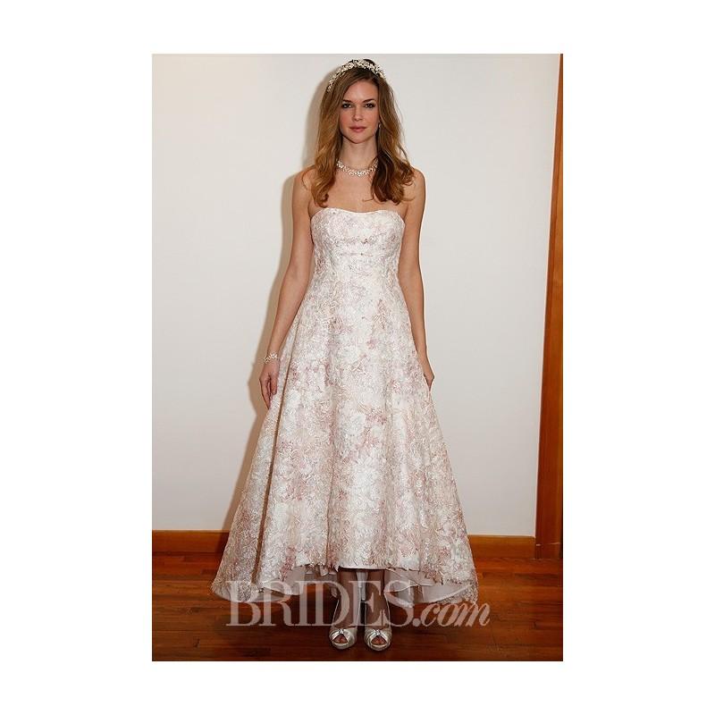 زفاف - David's Bridal - Spring 2014 - Blush Strapless A-Line Wedding Dress with Asymmetrical Hemline - Stunning Cheap Wedding Dresses