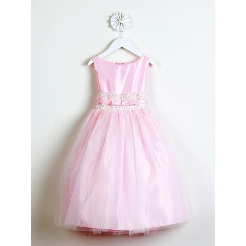 Mariage - Pink Satin w/ Metallic Lace Dress Style: DSK473 - Charming Wedding Party Dresses