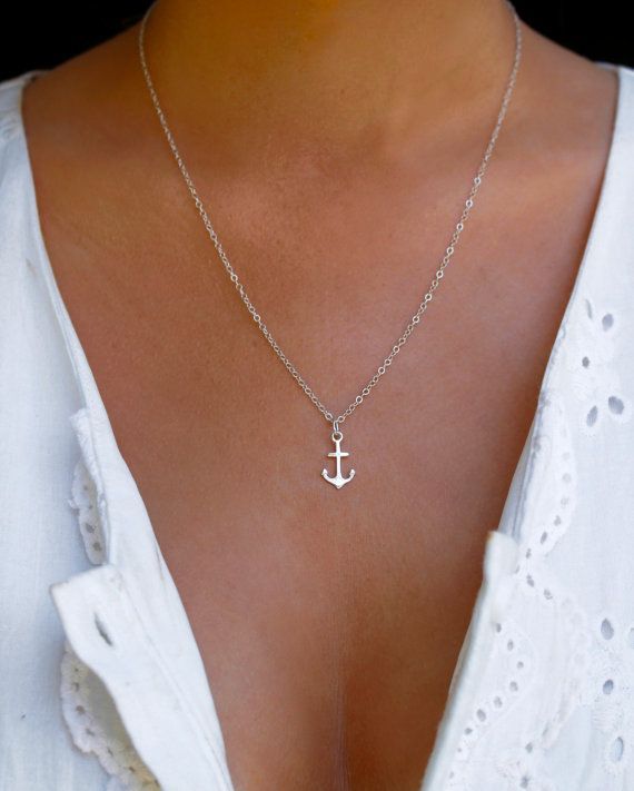 زفاف - Sterling Silver Anchor Necklace, Minimalist Anchor Jewelry, Travel Inspired Jewelry, Tiny Silver Anchor, Sterling Silver Nautical Necklace