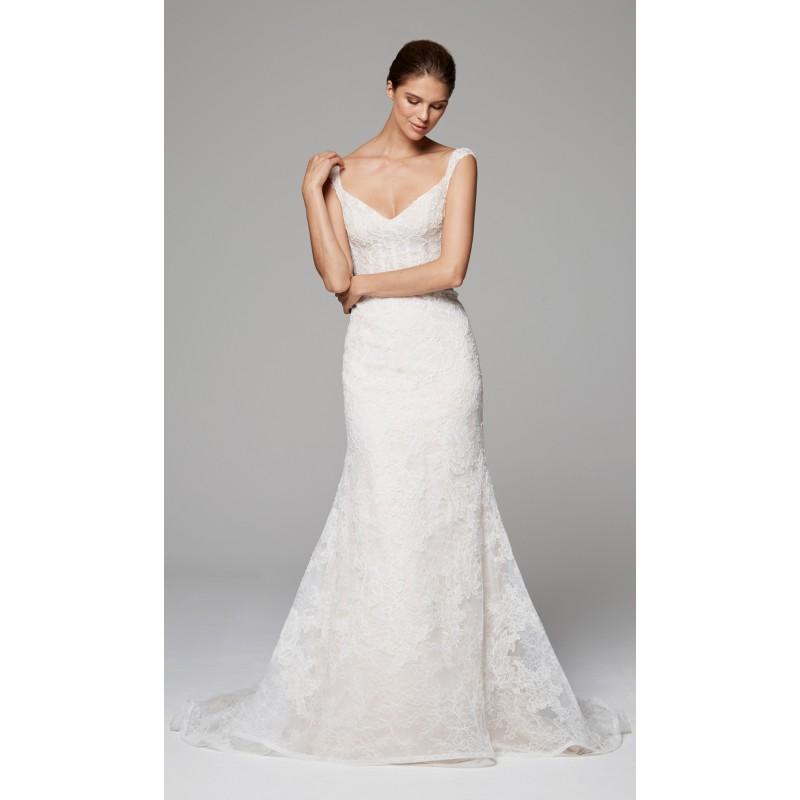 زفاف - Anne Barge Fall/Winter 2018 Cap Sleeves Elegant Sweep Train Fit & Flare Sweetheart Cream Lace Bridal Gown - 2018 Unique Wedding Shop