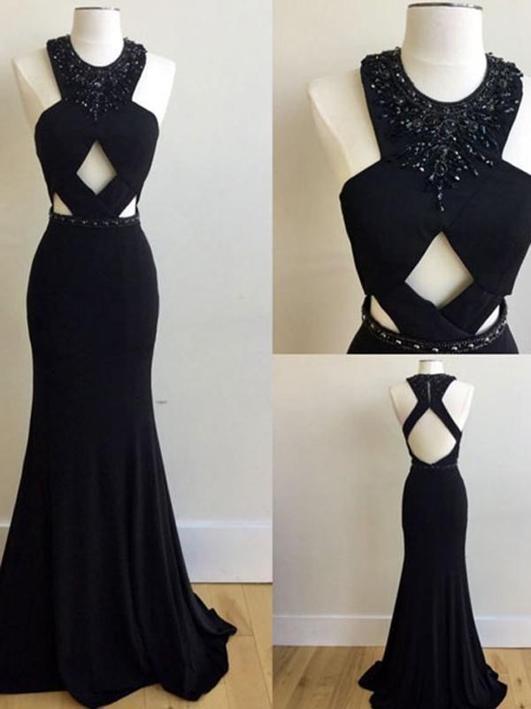 زفاف - Mermaid Prom Dress Simple Modest African Black Cheap Long Prom Dress # VB1370