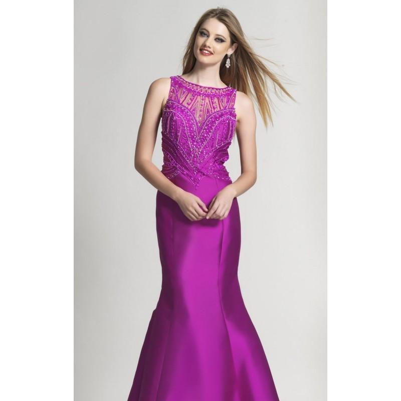 Wedding - Magenta Beaded Mermaid Gown by Dave and Johnny - Color Your Classy Wardrobe