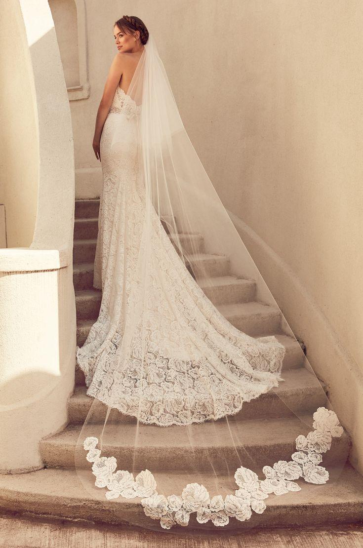 Hochzeit - Floral Lace Appliqué Veil - Style #V484C