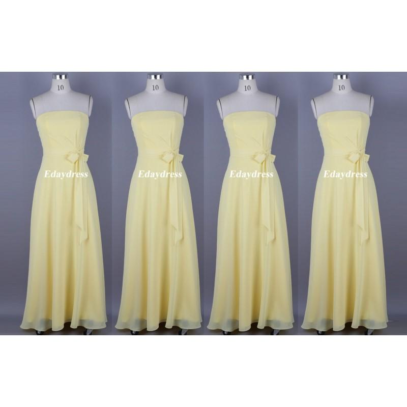 زفاف - EDL15110016 Yellow chiffon bridesmaid dresses with 5 lengths available custom make bridesmaid dresses wedding bridesmaid dresses - Hand-made Beautiful Dresses