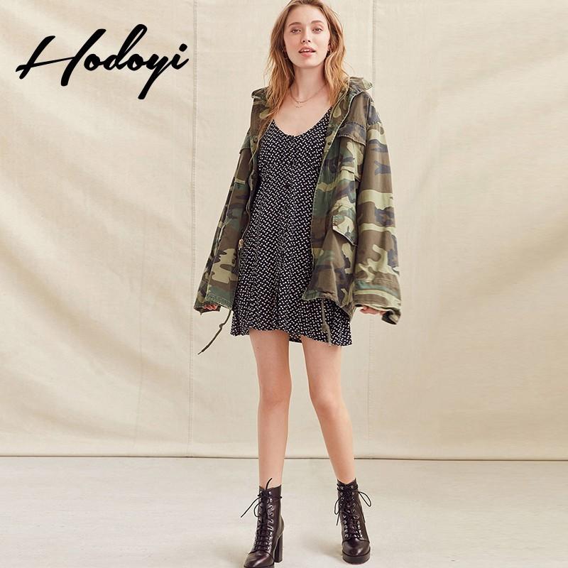 Wedding - Army Style Vogue Army Printed Zipper Up Fall Casual Badge Hat Coat - Bonny YZOZO Boutique Store