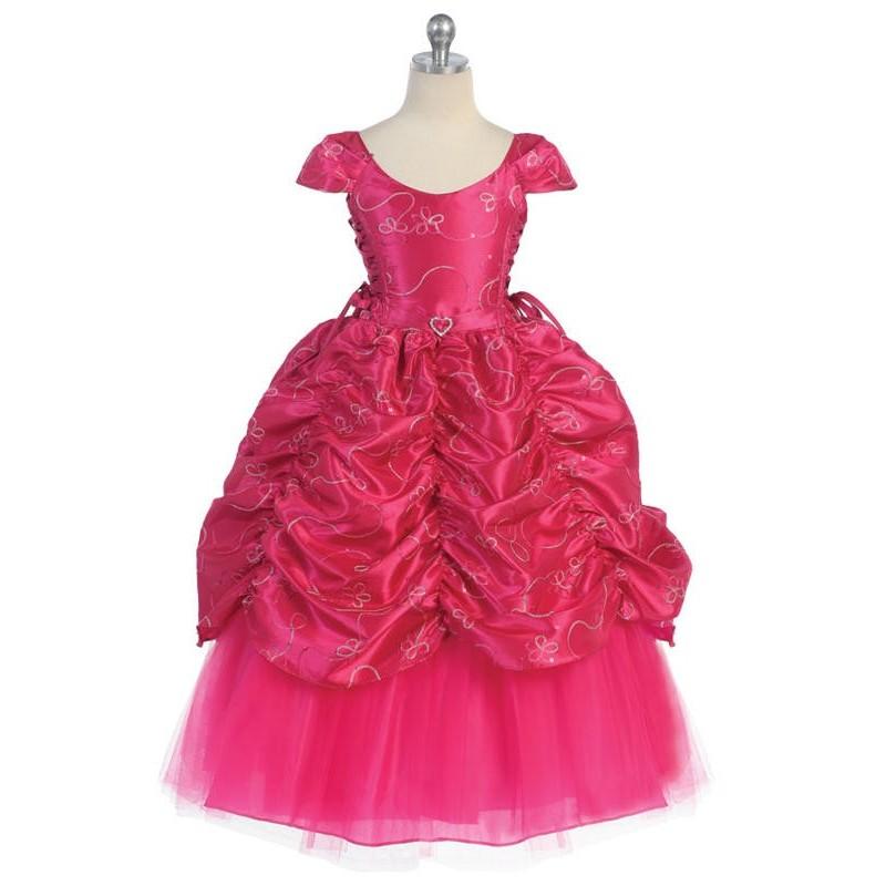 زفاف - Fuchsia Taffeta Embroidered Cinderella Dress Style: D596 - Charming Wedding Party Dresses