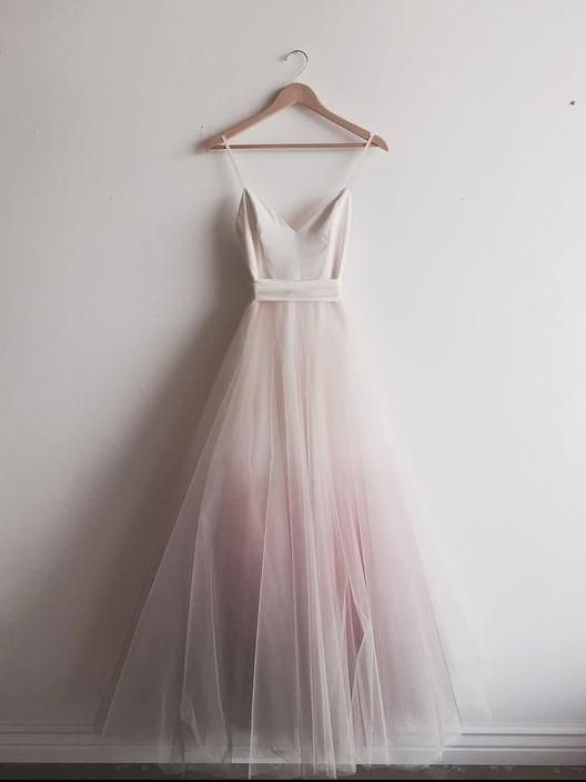 زفاف - Chic Ombre Prom Dresses Spaghetti Straps A-line Floor-length Long Prom Dress JKL801