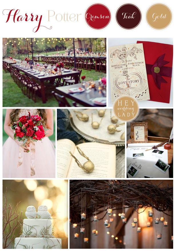 Mariage - A Gryffindor Red And Gold Rustic Harry Potter Inspiration Board
