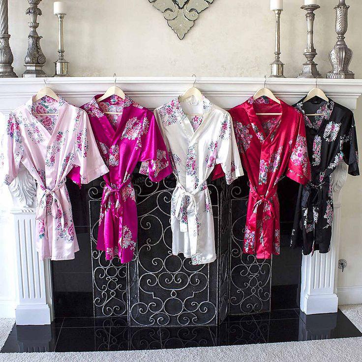 Wedding - Cathy's Concepts Personalized Floral Satin Satin Kimono Robes