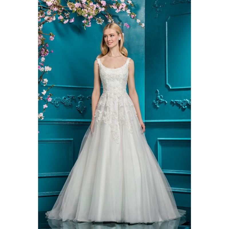زفاف - Ellis Bridal 2018 Style 18092 Scoop Neck Aline Sleeveless Chapel Train Tulle Elegant Embroidery Ivory Wedding Gown - 2018 Spring Trends Dresses