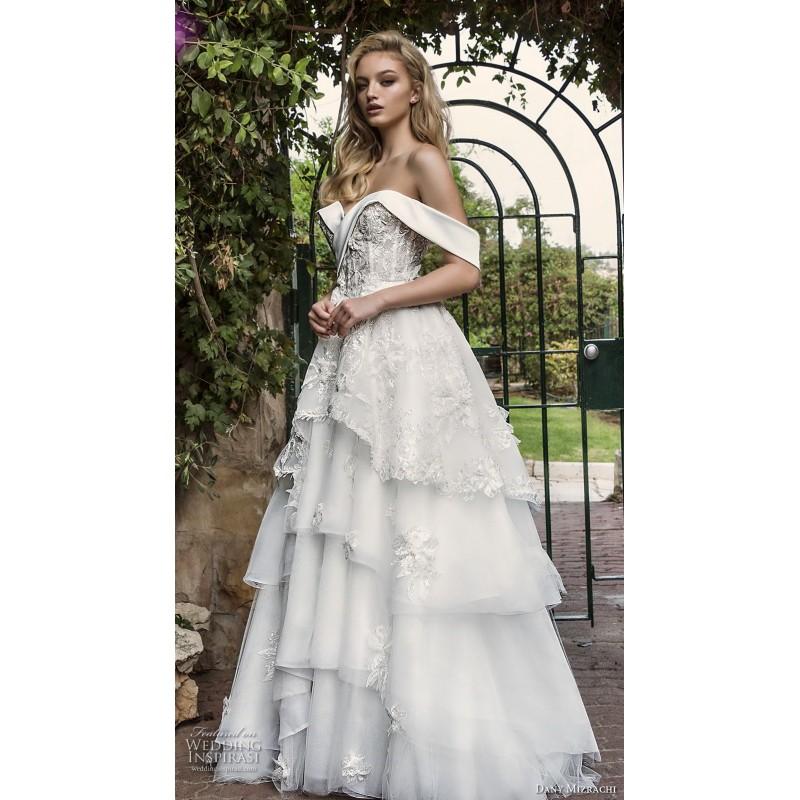 Hochzeit - Dany Mizrachi Spring/Summer 2018 DM22/18 S/S Chapel Train Beading Sweet Ivory Tulle Off-the-shoulder Ball Gown Wedding Gown - Brand Wedding Dresses