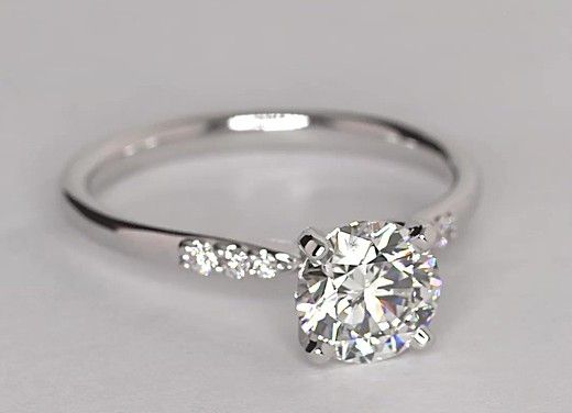 Hochzeit - Petite Diamond Engagement Ring In 14k White Gold (1/10 Ct. Tw.)