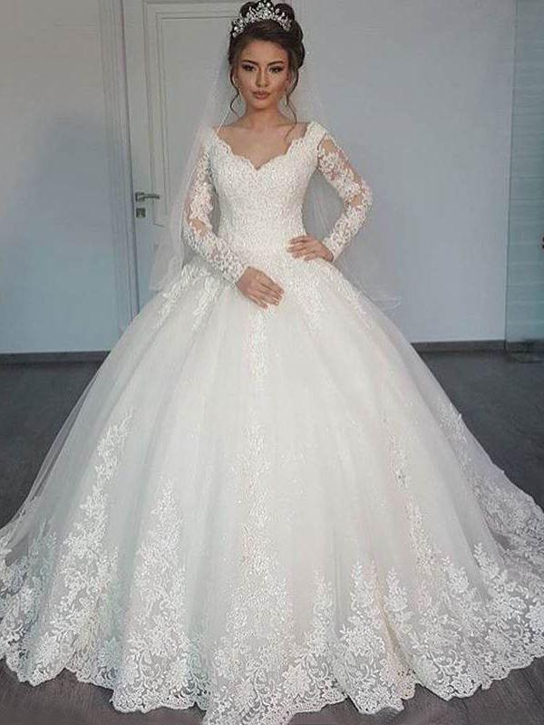 Mariage - Appliques Muslim Wedding Dress With Long Sleeve
