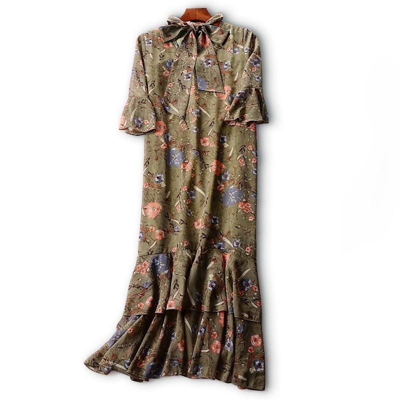 زفاف - Slimming Flare Sleeves Chiffon Floral Tie Dress - Discount Fashion in beenono
