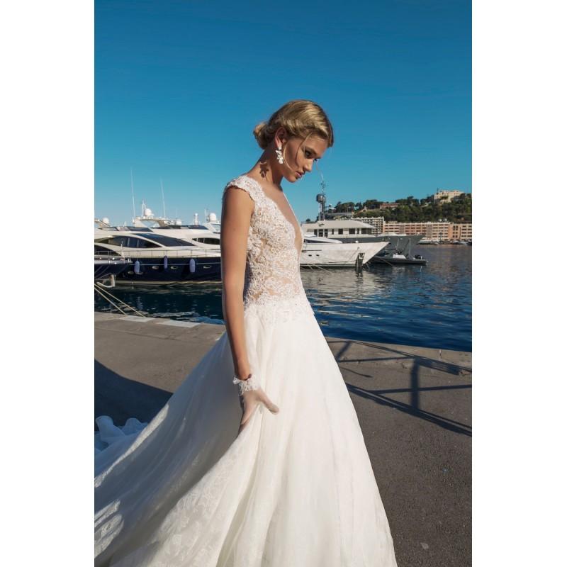 زفاف - Alessandra Rinaudo 2017 Blair ARAB17619 Beading Lace Chapel Train Sweet Open V Back Deep Plunging V-Neck Aline Dress For Bride - Royal Bride Dress from UK - Large Bridalwear Retailer