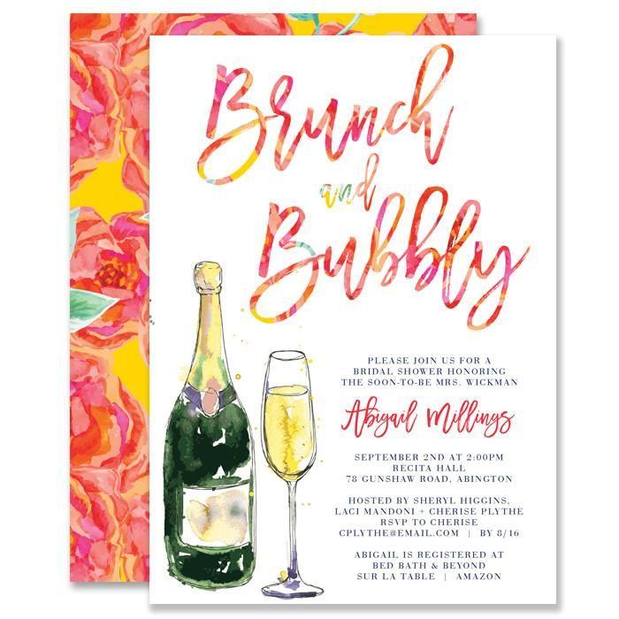 Hochzeit - "Abigail" Brunch   Bubbly Bridal Shower Invitation