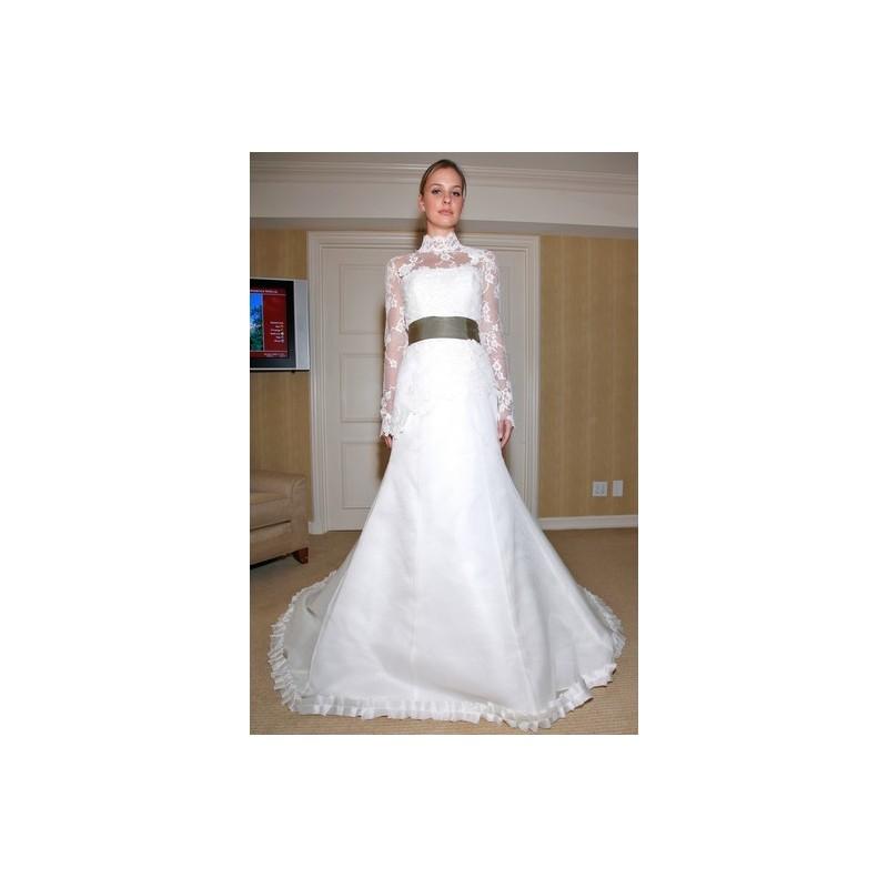 Свадьба - Edgardo Bonilla FW12 Dress 7 - Full Length A-Line Fall 2012 High-Neck Edgardo Bonilla White - Rolierosie One Wedding Store