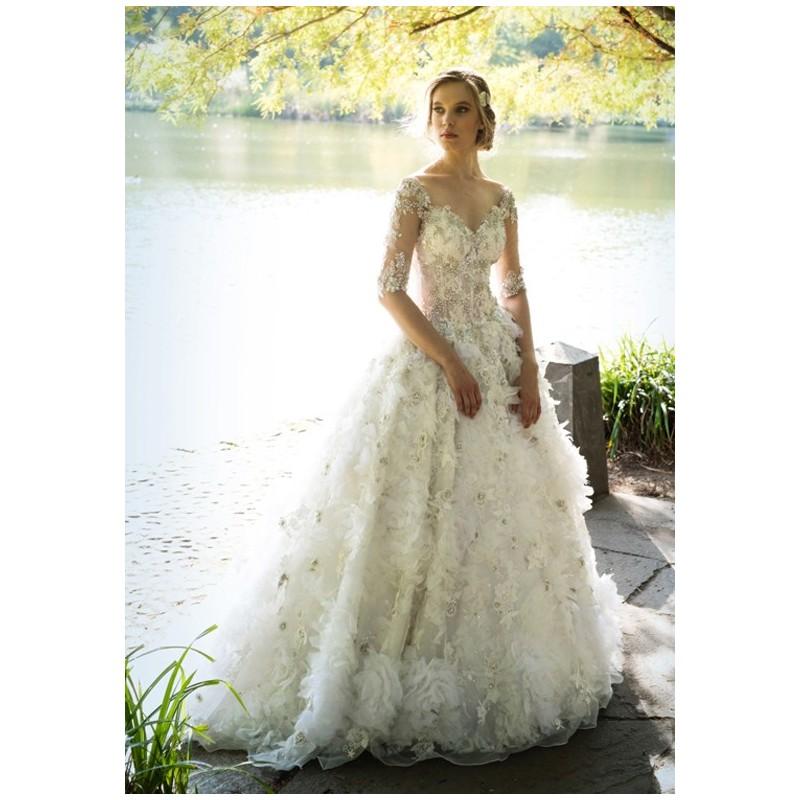 زفاف - Ysa Makino KYM158 - Ball Gown V-Neck Natural Floor Cathedral Specialty Floral - Formal Bridesmaid Dresses 2018
