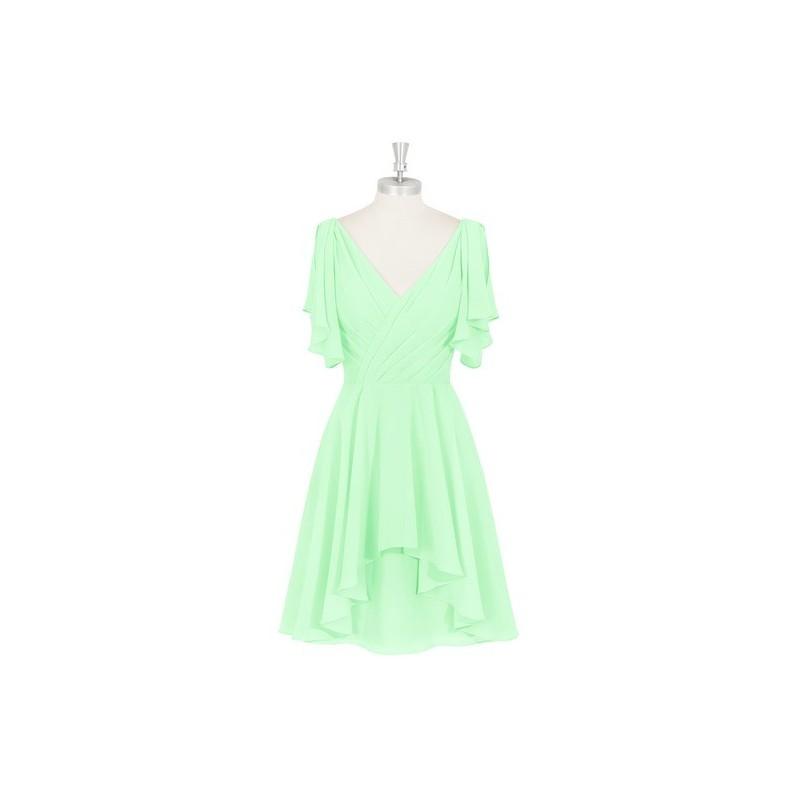 Свадьба - Mint_green Azazie Ayana - Chiffon V Back V Neck Knee Length Dress - Charming Bridesmaids Store