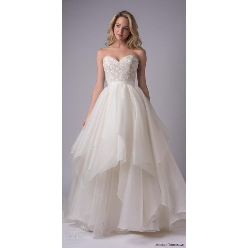 Mariage - Modern Trousseau Fall/Winter 2017 Keely Tulle Ivory Ball Gown Sweetheart Beading Sweet Floor-Length Sleeveless Wedding Dress - Brand Prom Dresses