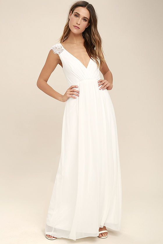 Mariage - Whimsical Wonder White Lace Maxi Dress