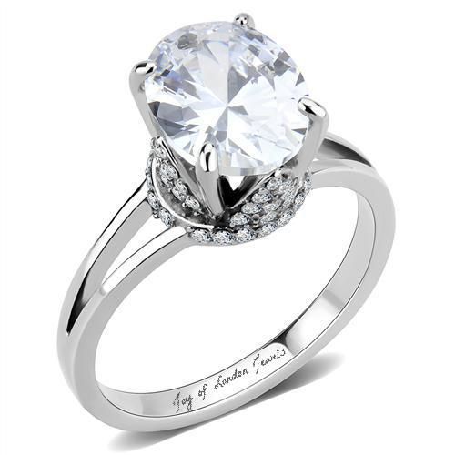 زفاف - The Crown, A Flawless 3.3CT Oval Cut Russian Lab Diamond Split Shank Engagement Ring