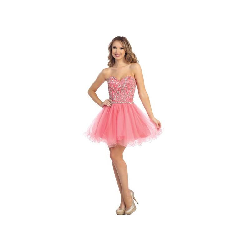 Wedding - Strapless Beaded Short Tulle Prom Dress in Coral - Crazy Sale Bridal Dresses
