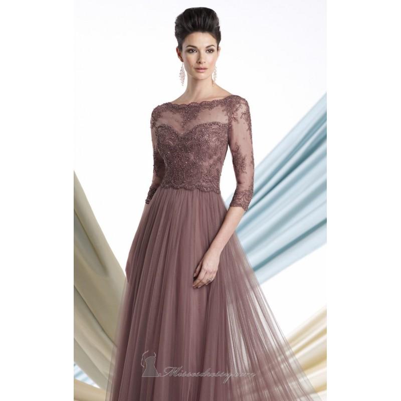 Wedding - Mink Sheer Lace Applique Gown by Mon Cheri Montage - Color Your Classy Wardrobe