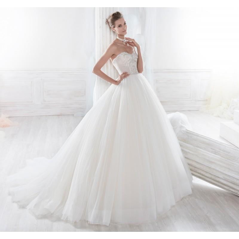 Mariage - Nicole 2018 NIAB18126 Covered Button Beading Ivory Sweetheart Tulle Sweet Chapel Train Ball Gown Sleeveless Bridal Dress - Brand Wedding Dresses
