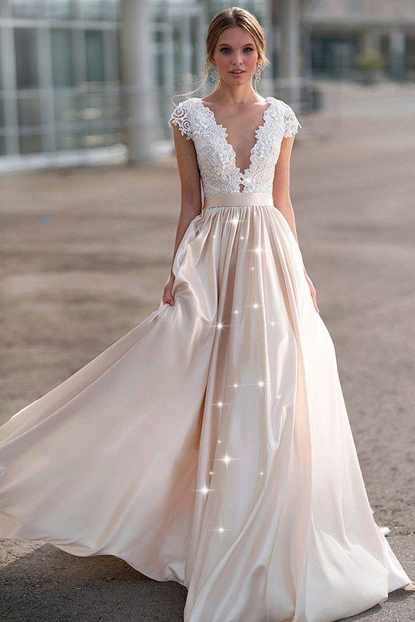 Mariage - Gorgeous Tulle & Satin Bateau Neckline A-line Wedding Dress With Lace Appliques & 3D Flowers & Beadings