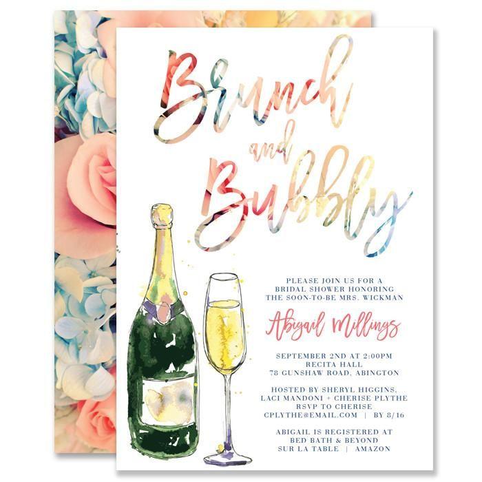 Свадьба - "Abigail" Pastel Bloom Brunch   Bubbly Bridal Shower Invitation