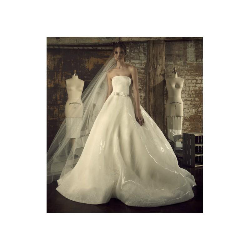 زفاف - Sareh Nouri Fall/Winter 2018 Elle Chapel Train Simple Ivory Strapless Ball Gown Sleeveless Appliques Organza Wedding Gown - Rich Your Wedding Day