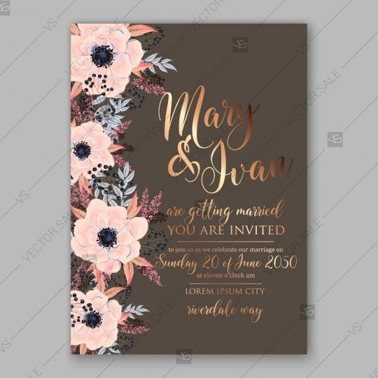 Свадьба - Anemone wedding invitation card printable template party