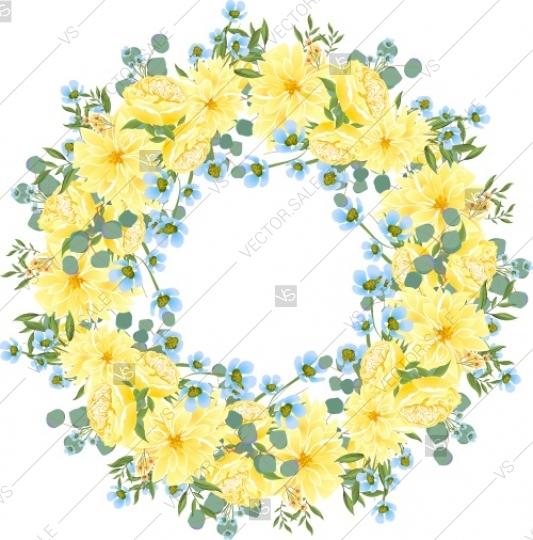 زفاف - Wreath frame with flowers peony, chrysanthemum and succulent cactus mothers day card