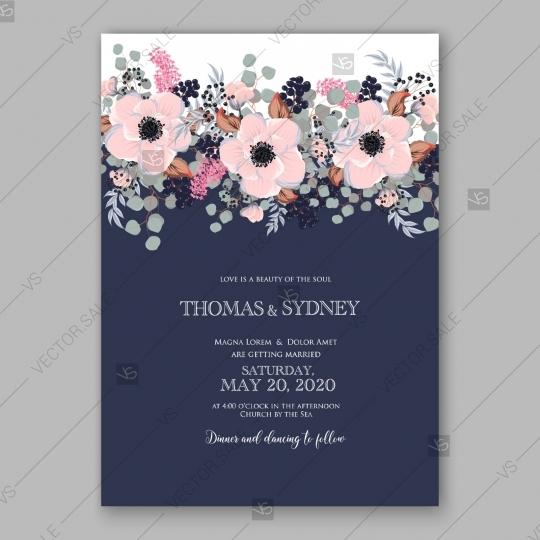 Свадьба - Anemone wedding invitation card printable template marriage invitation
