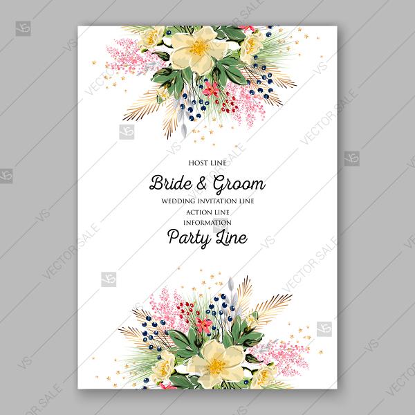 Wedding - Anemone sakura spring flower wedding invitation floral template