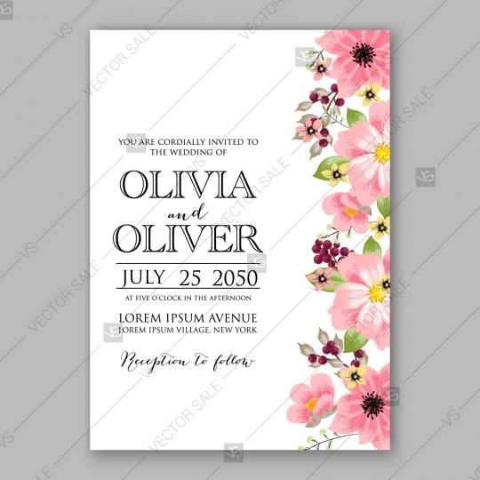 Hochzeit - Pink Peony wedding invitation template design floral design