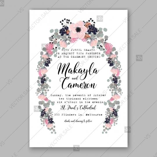 Mariage - Anemone wedding invitation card printable template holiday