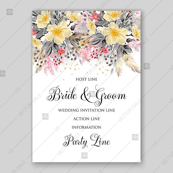 Wedding - Anemone sakura spring wedding invitation floral template
