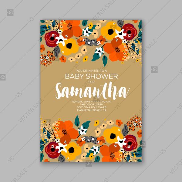 Mariage - Floral Baby Shower Invitations Christening Invitation vector template